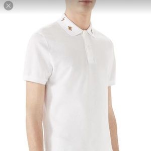 Gucci Gold embroidered collard shirt